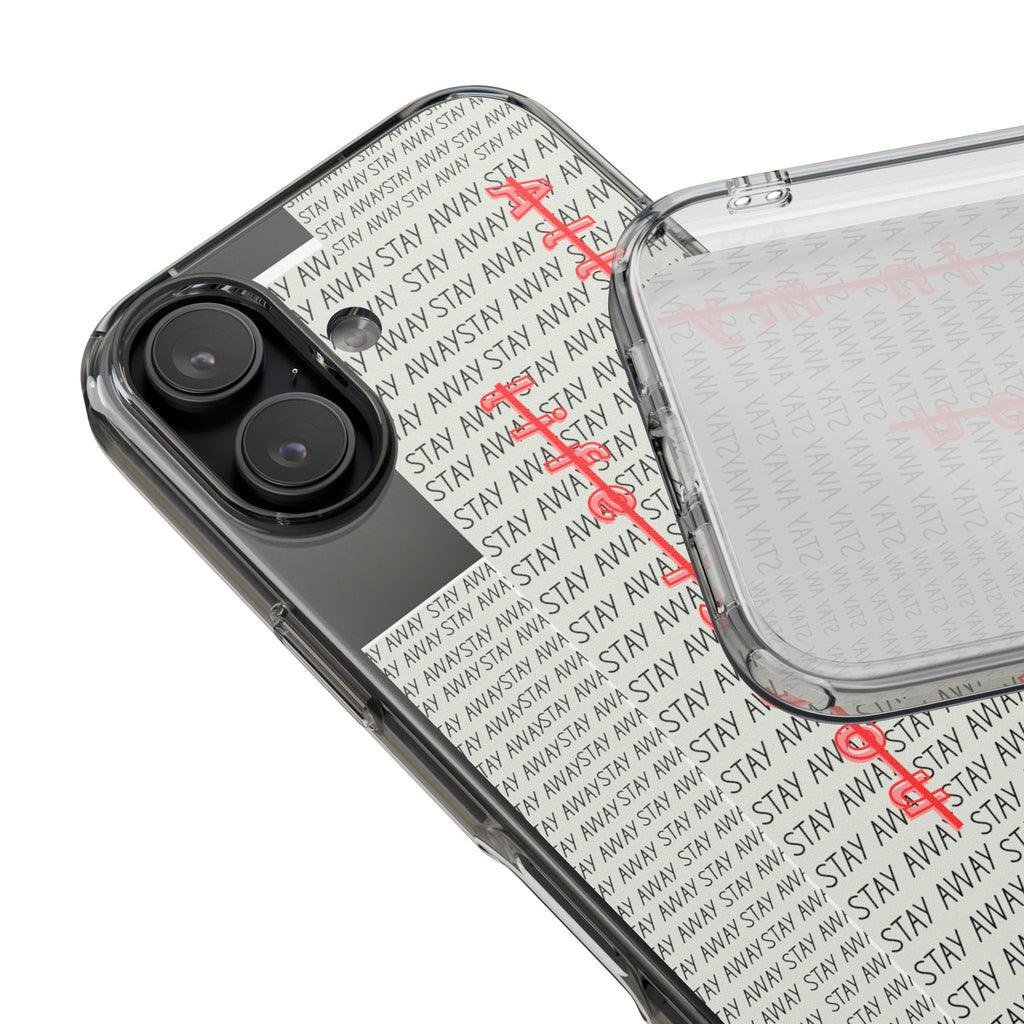 Impact-Resistant Phone Case with 'Stay Away' Design, Clear Phone Protector, Trendy Mobile Cover, Gift for Phone Lovers, Durable Case