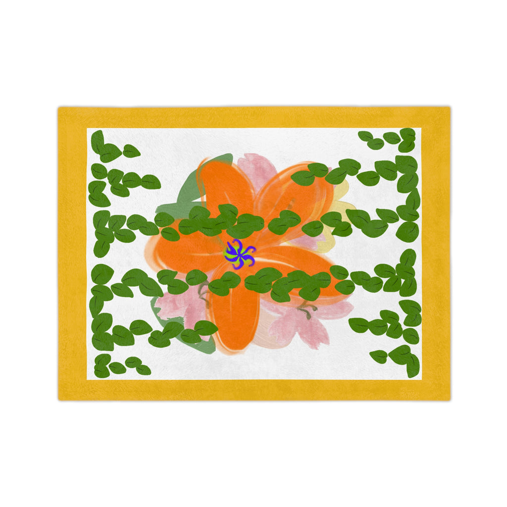 Vibrant Floral Velveteen Blanket – Cozy Home Decor, Couch Blanket, Gift for Garden Lovers, Soft Throw for Relaxation, Flower Design