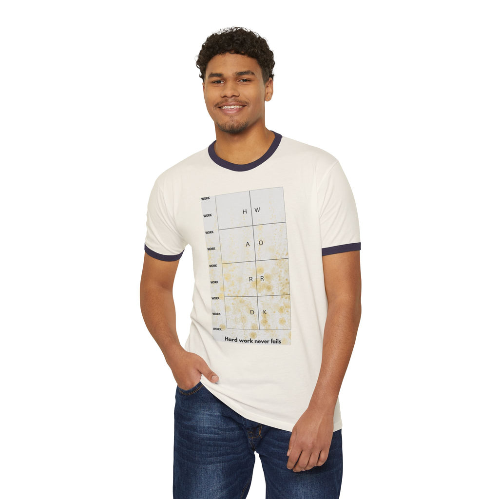 Motivational Ringer T-Shirt, Cotton Tee for Dreamers, Inspire with Hard Work, Perfect Gift for Graduations, Birthdays, Everyday Wear