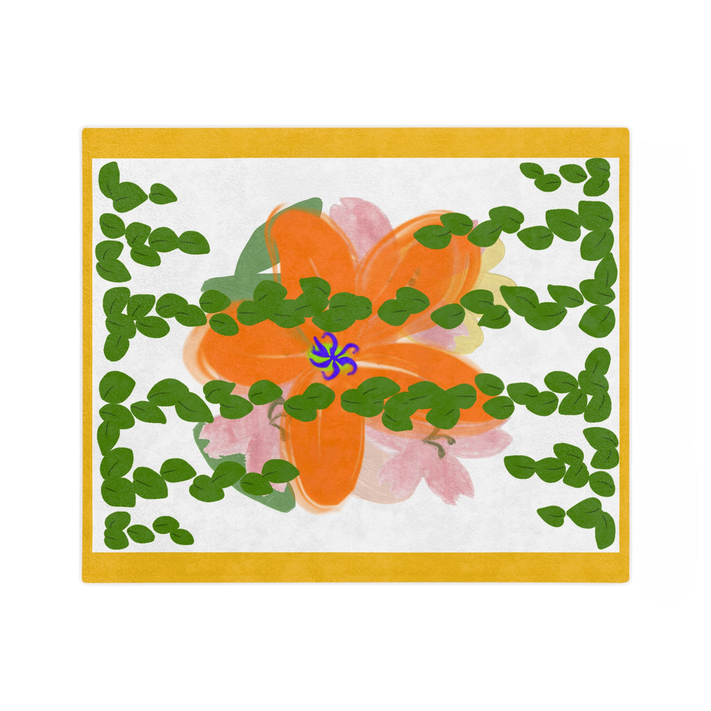 Vibrant Floral Velveteen Blanket – Cozy Home Decor, Couch Blanket, Gift for Garden Lovers, Soft Throw for Relaxation, Flower Design