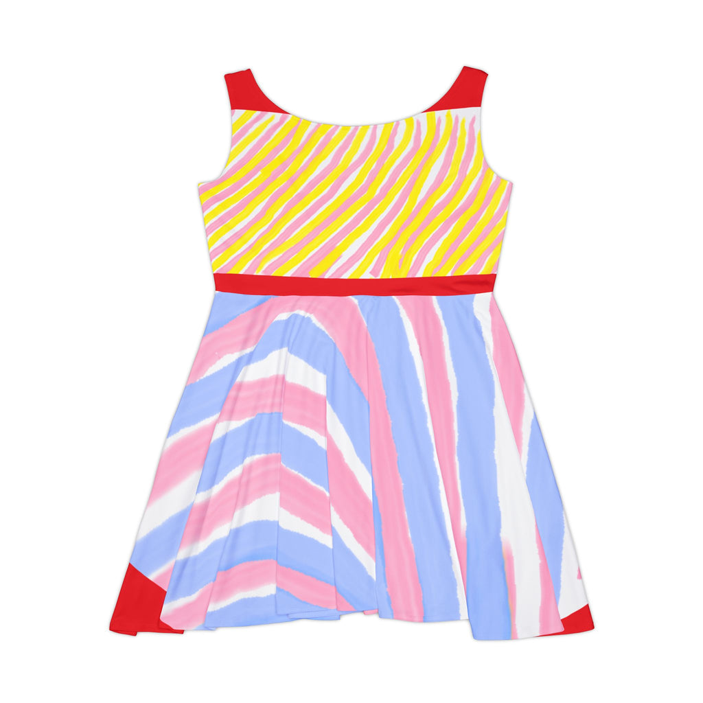 Colorful Striped Women's Skater Dress, Summer Dress for Parties, Casual Outings, Vibrant Beachwear, Gift for Her