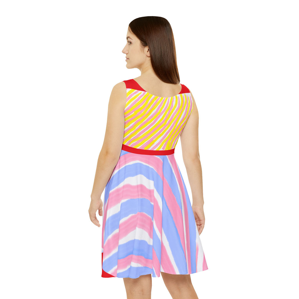 Colorful Striped Women's Skater Dress, Summer Dress for Parties, Casual Outings, Vibrant Beachwear, Gift for Her